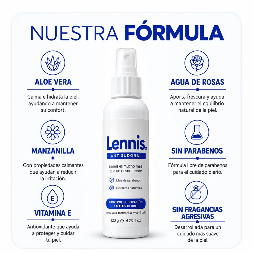LENNIS™ – Corta la sudoración excesiva y recupera la confianza en tu cuerpo