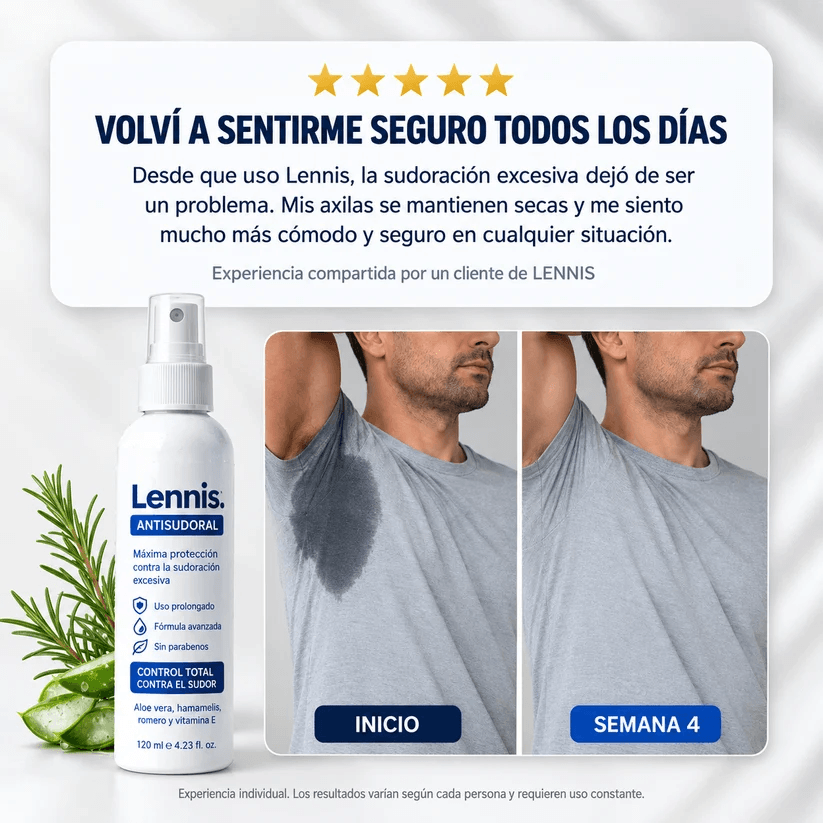 LENNIS™ – Corta la sudoración excesiva y recupera la confianza en tu cuerpo